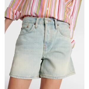 RE/DONE Mid Rise‎ Boy Short Denim Cutoff Shorts Ranch Water Faded Wash Sz 26 EUC